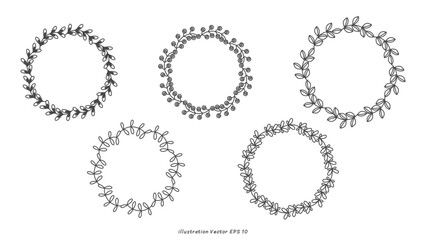 Set line drawing minimalist flowers .isolated on white background ,Vector illustration EPS 10