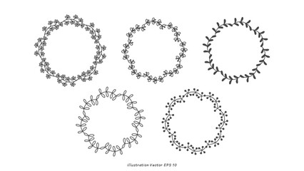 Set line drawing minimalist flowers .isolated on white background ,Vector illustration EPS 10