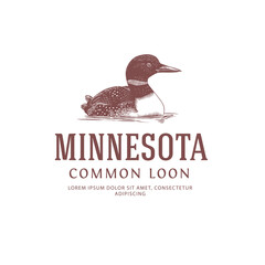 Minnesota State Bird Logo Common Loon