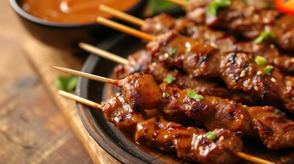 Appetizing Skewered Meat with Savory Sauce