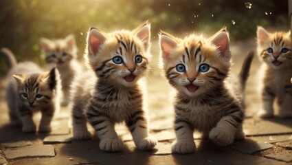 Playful kittens chasing whispers of joy