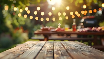 Outdoor team BBQ party background with blurred copy space for text. Concept Team BBQ Party, Outdoor Background, Blurred Copy Space, Fun Event, Team Building