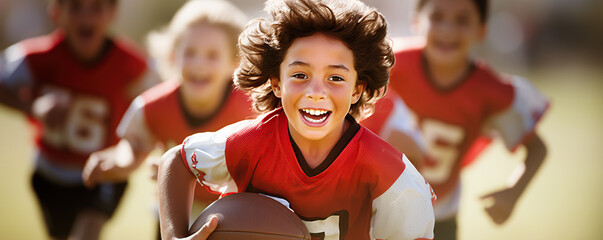 Young Boy Running With Ball