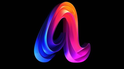 Lowcase initial ai, rounded curve logo, gradient colorful glossy colors on black background