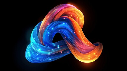 The initial letter AI is in lowercase, the logo is curved and round, the background is black, and the colors are vibrant and glossy - obrazy, fototapety, plakaty