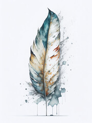 Elegant Navy and Beige Watercolor Feather Artwork for Sophisticated Wall Decor