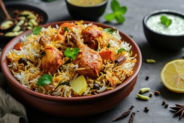 Appetizing Non Veg Biryani Dish Served in Bowl, Inviting the Viewer to Enjoy a Serving of this Delectable Dish.