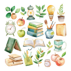 Watercolor School Essentials Collection for Teacher's Day