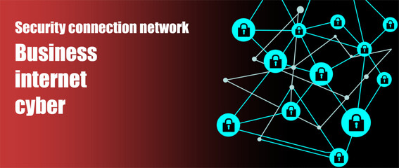 business internet cyber security connection network concept. flat illustration abstract background web banner design