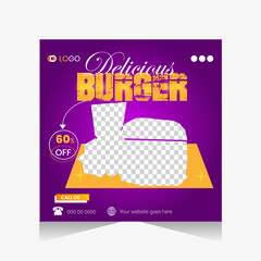 Restaurant burger food social media post design