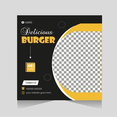 Restaurant burger food social media post design