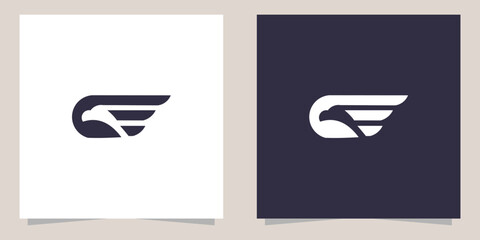 letter e with eagle logo design
