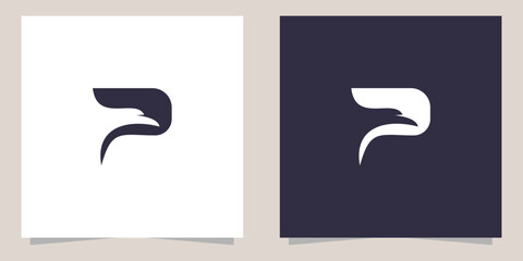 letter p with eagle logo design