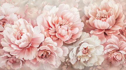 Watercolor of soft peonies in blush tones, each petal delicately painted to calm and welcome patients in the dental clinic