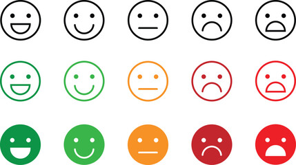9. Full Set Emoticon Review Of Customer Feedback, From excellent, good, medium, poor, to very bad. Rating Review