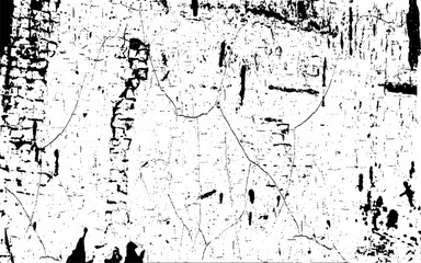 Black grunge wall effect on white background, cracked ground, ground distress texture, damage texture, scratch texture