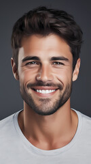 Fototapeta premium Close-up of smiling male with perfect teeth