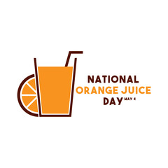 National Orange Juice Day. May 4. White background.