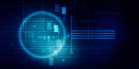2d illustration Abstract futuristic electronic circuit technology background