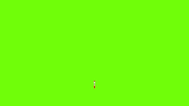 Medical test tube, 2d video animation of blood test tube on green screen background 4k video background