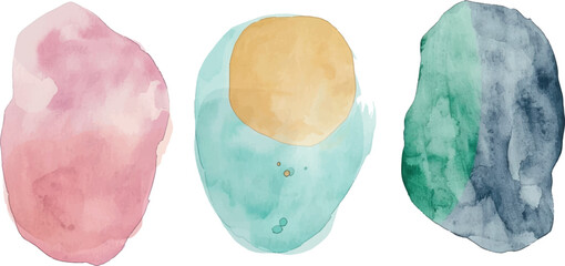 Watercolor color Backgrounds Clipart, Brush strokes illustration, Pastel pink, spots, Green Splashes Clip art, Yellow Drops, Design elements, Paint splatters set