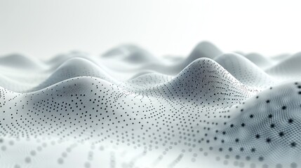 Wave with moving dots. Musical stream of sounds. 3D rendering. Abstract digital data background.