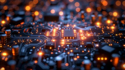 Design of a futuristic circuit board illustration texture background. Wave flow. Quantum explosion technology. Quantum computer technology concepts. Futuristic blue circuit board design.