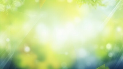 Abstract blurred spring background with green trees  blue sky and bokeh light effect