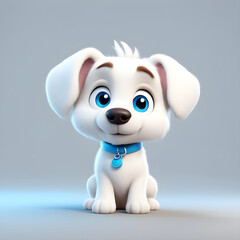 Cute White Dog with Blue Eyes, Generative AI