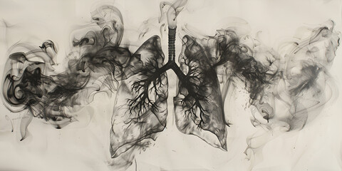 Human lung with smoke no tobacco day concept