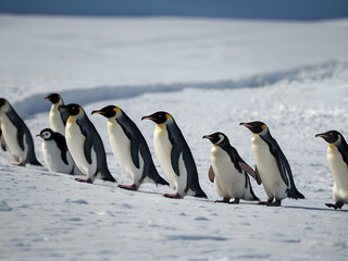 penguins in the snow