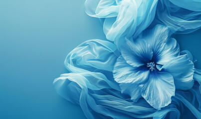 A blue flower is on a blue background