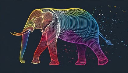 Elephant pencil line art colourful painting isolated texture background - obrazy, fototapety, plakaty