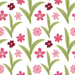 Blooming midsummer meadow seamless pattern. Plant background for fashion, wallpapers, print. Different flowers on the field. Liberty style millefleurs. Trendy floral design