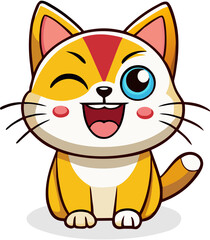 Obraz premium cute cartoon cat illustration