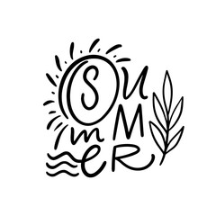 A summer logo with a black and white sun drawing in a circle pattern