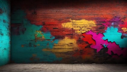abstract background, wall full of colored paint graffiti, vandalism background, made with AI generative