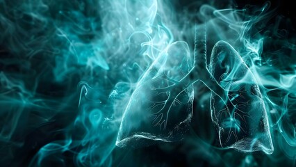 Obraz premium 3D hologram of lung cancer treatment and various lung diseases displayed. Concept Medical Imaging, Lung Diseases, Hologram Technology, Cancer Treatment, 3D Visualization