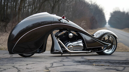 A drag racing motorcycle with a streamlined, aerodynamic profile
