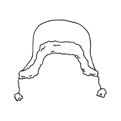 Ear flap hat doodle Hand drawn winter accessories. Single design element for card, print, design, decor