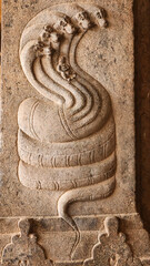 Carving of Panch Naga, on the Pillar of Sri Rangnatha Swamy Temple, Srirangam, Tiruchirappalli,...