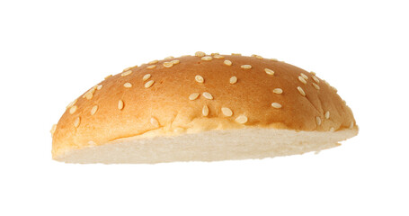 Half of fresh burger bun isolated on white