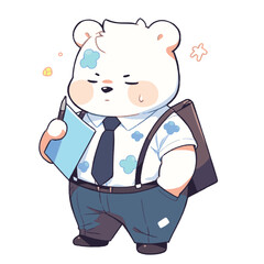 Little bear with a drawing pen