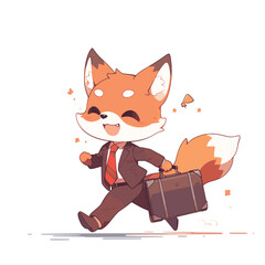 Little fox running to work