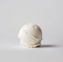 a scoop of white ice cream on a white background, negative space, minimalistic
