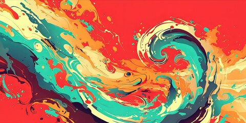 Red Green Abstract Paint Illustration