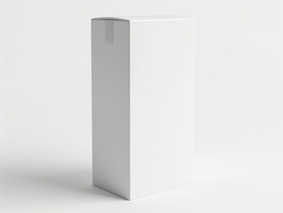 A clean, white tall packaging box with blank space for branding, standing against a white backdrop.