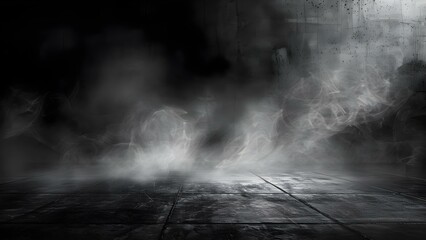 Abstract Grunge Background: Dark Concrete Floor Texture with Misty Haze. Concept Grunge Background, Concrete Texture, Dark Aesthetic, Misty Haze, Abstract Style