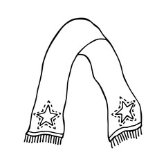 Knitted scarf doodle Hand drawn winter accessories Single design element for card, print, design, decor