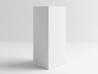 Minimalist design of an unbranded tall white box suitable for product mockups.